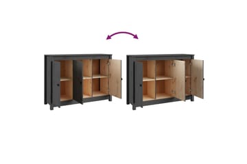 beBasic Skjenk grå 100x35x74 cm heltre furu - GrÃ¥ - Oppbevaring - Oppbevaringsmøbler - Sideboard & skjenker