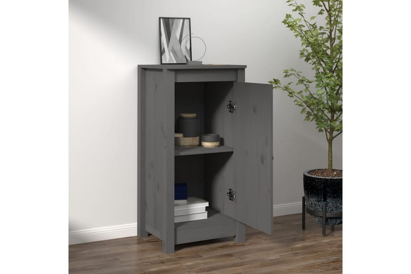 beBasic Skjenk grå 40x35x80 cm heltre furu - GrÃ¥ - Oppbevaring - Oppbevaringsmøbler - Sideboard & skjenker