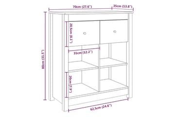 beBasic Skjenk grå 70x35x80 cm heltre furu - GrÃ¥ - Oppbevaring - Oppbevaringsmøbler - Sideboard & skjenker