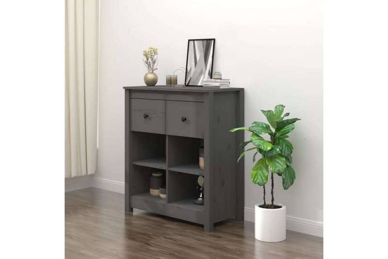 beBasic Skjenk grå 70x35x80 cm heltre furu - GrÃ¥ - Oppbevaring - Oppbevaringsmøbler - Sideboard & skjenker