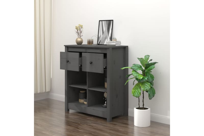 beBasic Skjenk grå 70x35x80 cm heltre furu - GrÃ¥ - Oppbevaring - Oppbevaringsmøbler - Sideboard & skjenker