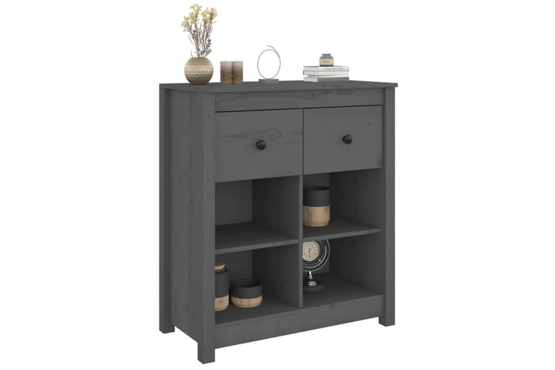 beBasic Skjenk grå 70x35x80 cm heltre furu - GrÃ¥ - Oppbevaring - Oppbevaringsmøbler - Sideboard & skjenker