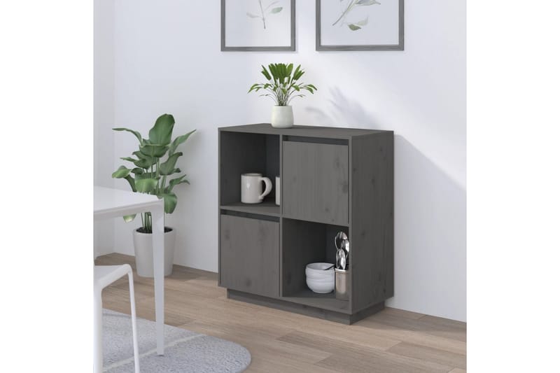 beBasic Skjenk grå 74x35x80 cm heltre furu - GrÃ¥ - Oppbevaring - Oppbevaringsmøbler - Sideboard & skjenker
