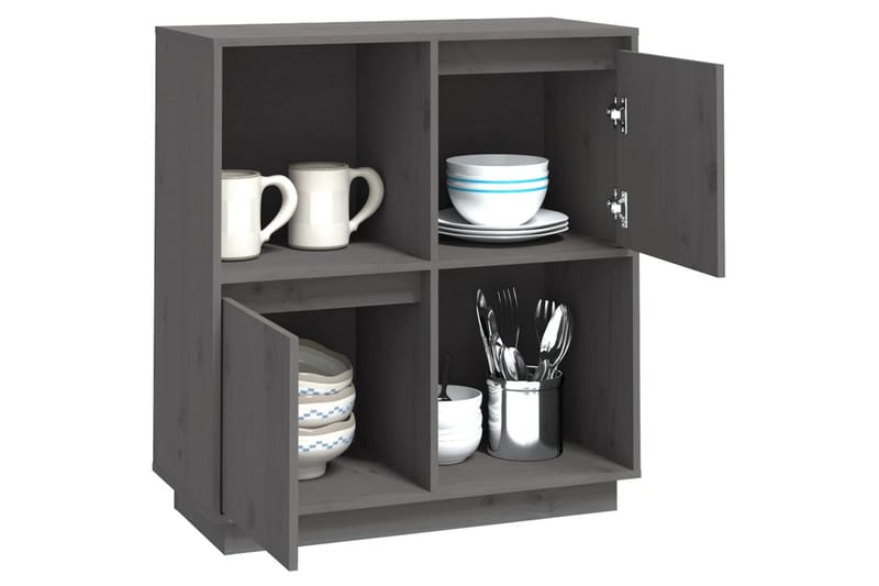 beBasic Skjenk grå 74x35x80 cm heltre furu - GrÃ¥ - Oppbevaring - Oppbevaringsmøbler - Sideboard & skjenker