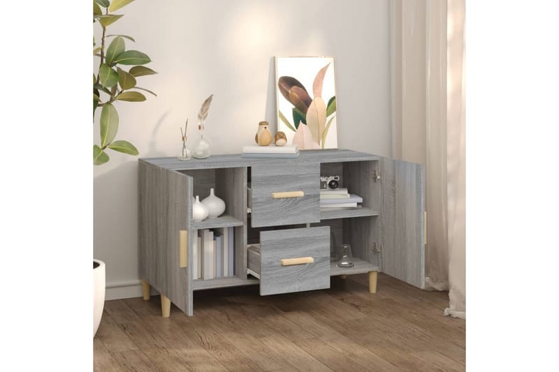 beBasic Skjenk grå sonoma 100x36x60 cm konstruert tre - GrÃ¥ - Oppbevaring - Oppbevaringsmøbler - Sideboard & skjenker