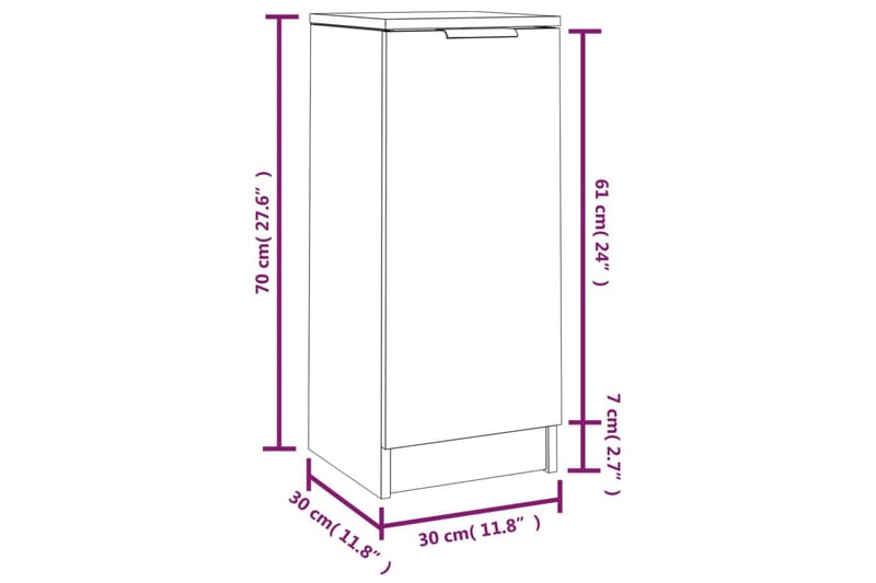 beBasic Skjenk grå sonoma 30x30x70 cm konstruert tre - GrÃ¥ - Sideboard & skjenker