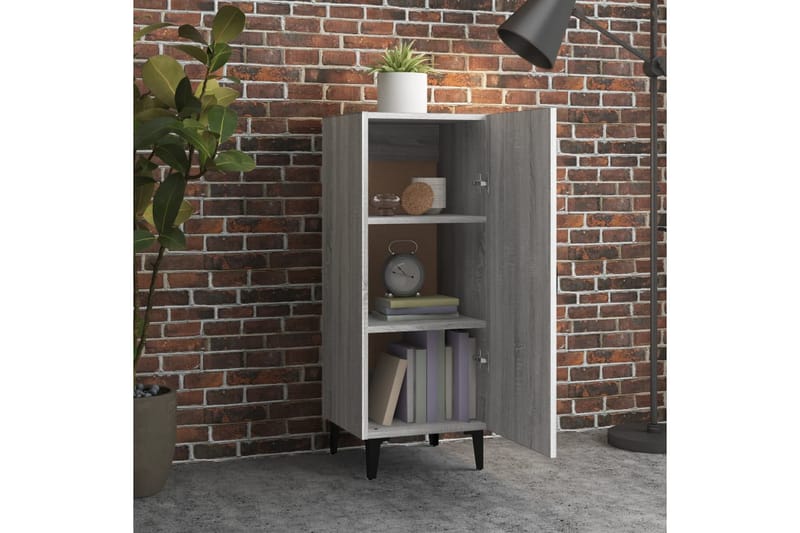 beBasic Skjenk grå sonoma 34,5x34x90 cm konstruert tre - GrÃ¥ - Oppbevaring - Oppbevaringsmøbler - Sideboard & skjenker