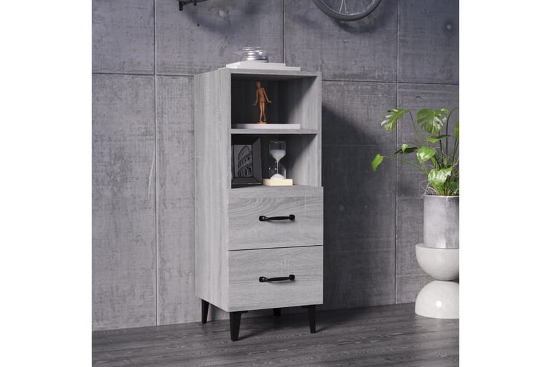 beBasic Skjenk grå sonoma 34,5x34x90 cm konstruert tre - GrÃ¥ - Oppbevaring - Oppbevaringsmøbler - Sideboard & skjenker
