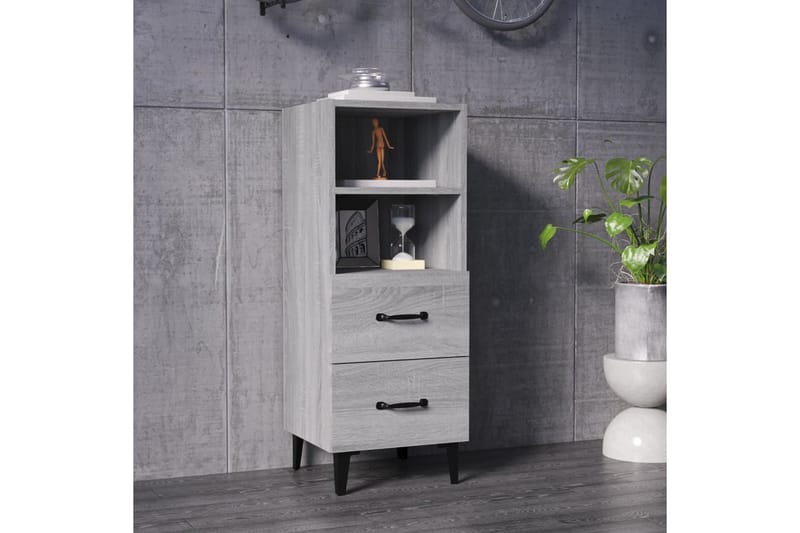 beBasic Skjenk grå sonoma 34,5x34x90 cm konstruert tre - GrÃ¥ - Sideboard & skjenker