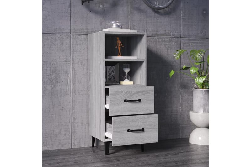 beBasic Skjenk grå sonoma 34,5x34x90 cm konstruert tre - GrÃ¥ - Oppbevaring - Oppbevaringsmøbler - Sideboard & skjenker