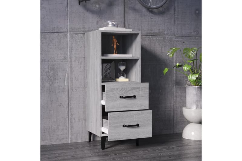 beBasic Skjenk grå sonoma 34,5x34x90 cm konstruert tre - GrÃ¥ - Sideboard & skjenker