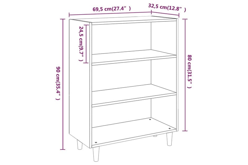 beBasic Skjenk grå sonoma 69,5x32,5x90 cm konstruert tre - GrÃ¥ - Oppbevaring - Oppbevaringsmøbler - Sideboard & skjenker