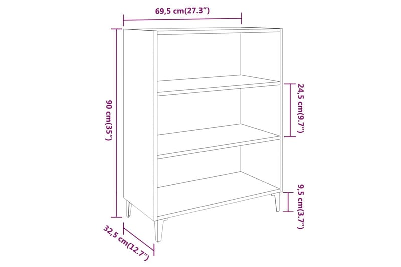 beBasic Skjenk grå sonoma 69,5x32,5x90 cm konstruert tre - GrÃ¥ - Oppbevaring - Oppbevaringsmøbler - Sideboard & skjenker