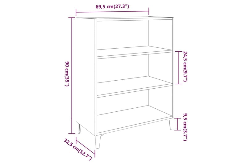 beBasic Skjenk grå sonoma 69,5x32,5x90 cm konstruert tre - GrÃ¥ - Sideboard & skjenker