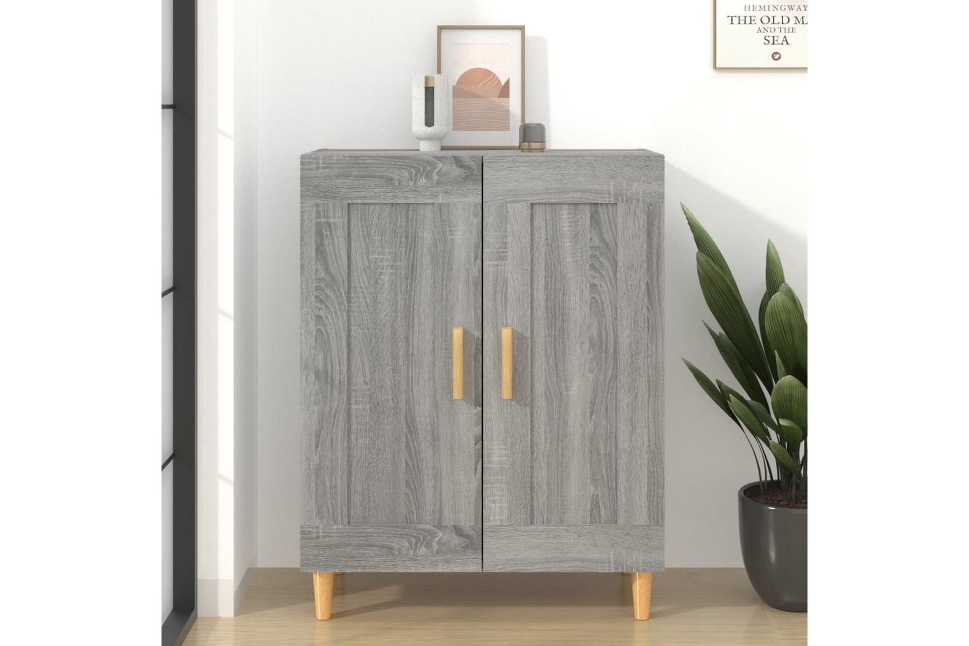 beBasic Skjenk grå sonoma 69,5x34x90 cm konstruert tre - GrÃ¥ - Oppbevaring - Oppbevaringsmøbler - Sideboard & skjenker