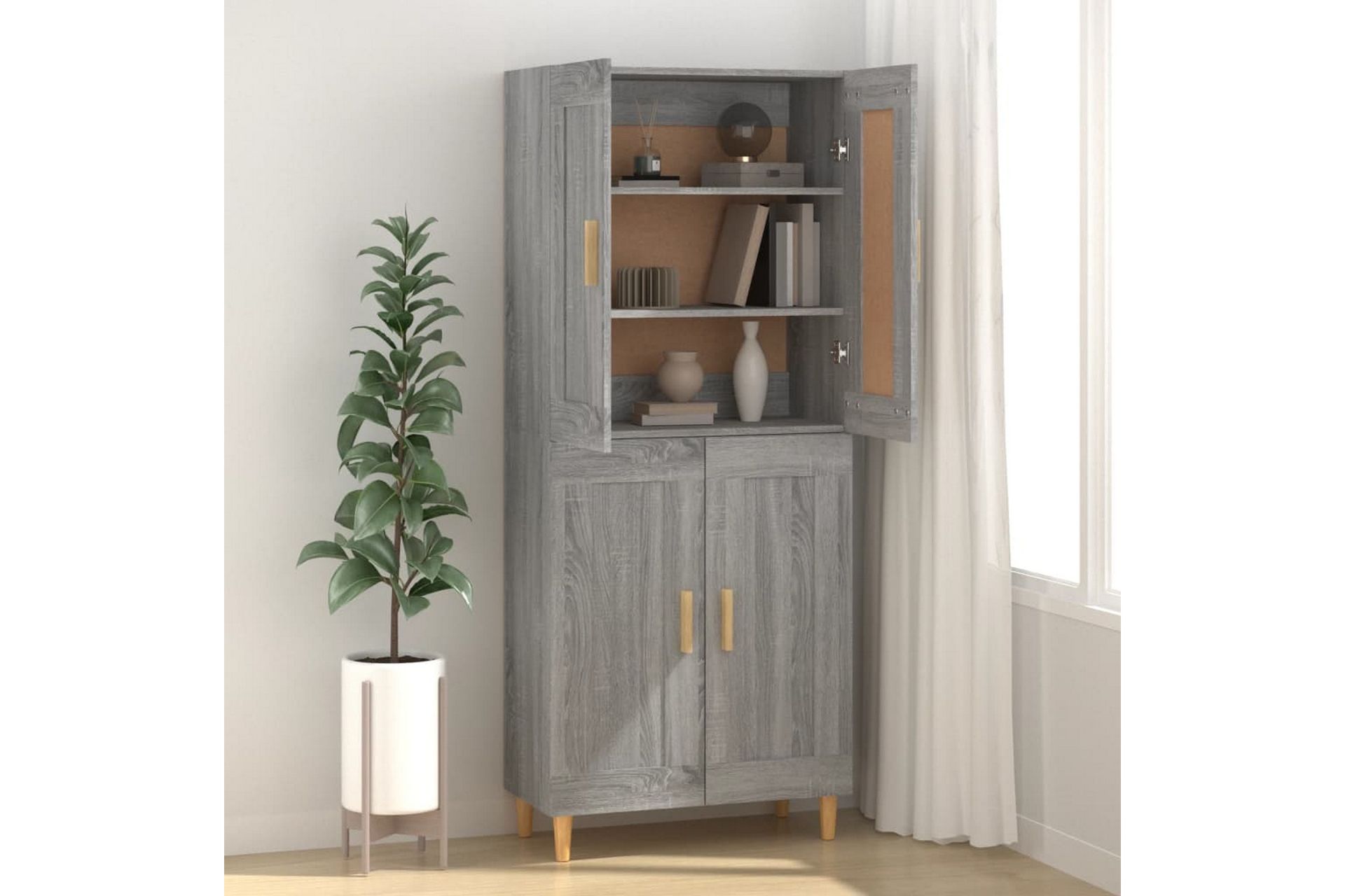 beBasic Skjenk grå sonoma 69,5x34x90 cm konstruert tre - GrÃ¥ - Oppbevaring - Oppbevaringsmøbler - Sideboard & skjenker