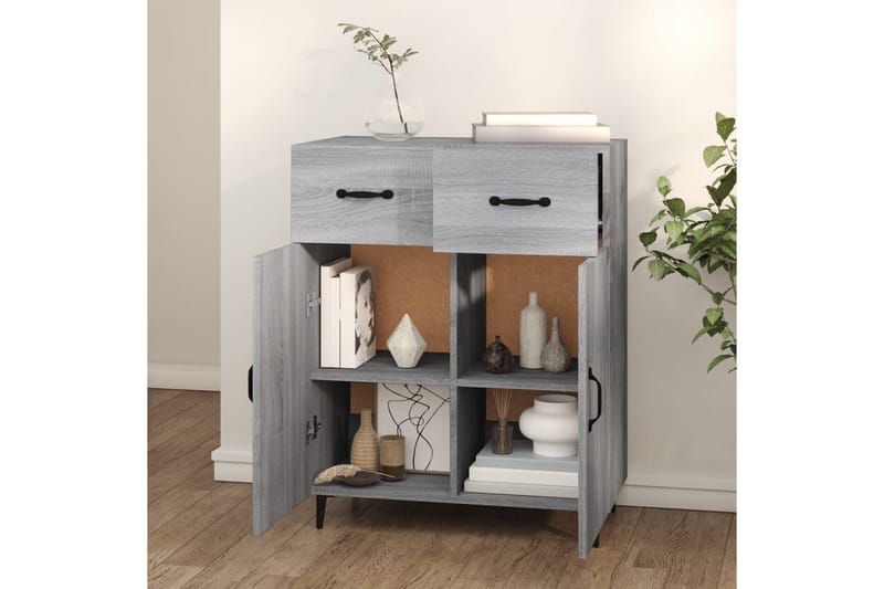 beBasic Skjenk grå sonoma 69,5x34x90 cm konstruert tre - GrÃ¥ - Oppbevaring - Oppbevaringsmøbler - Sideboard & skjenker