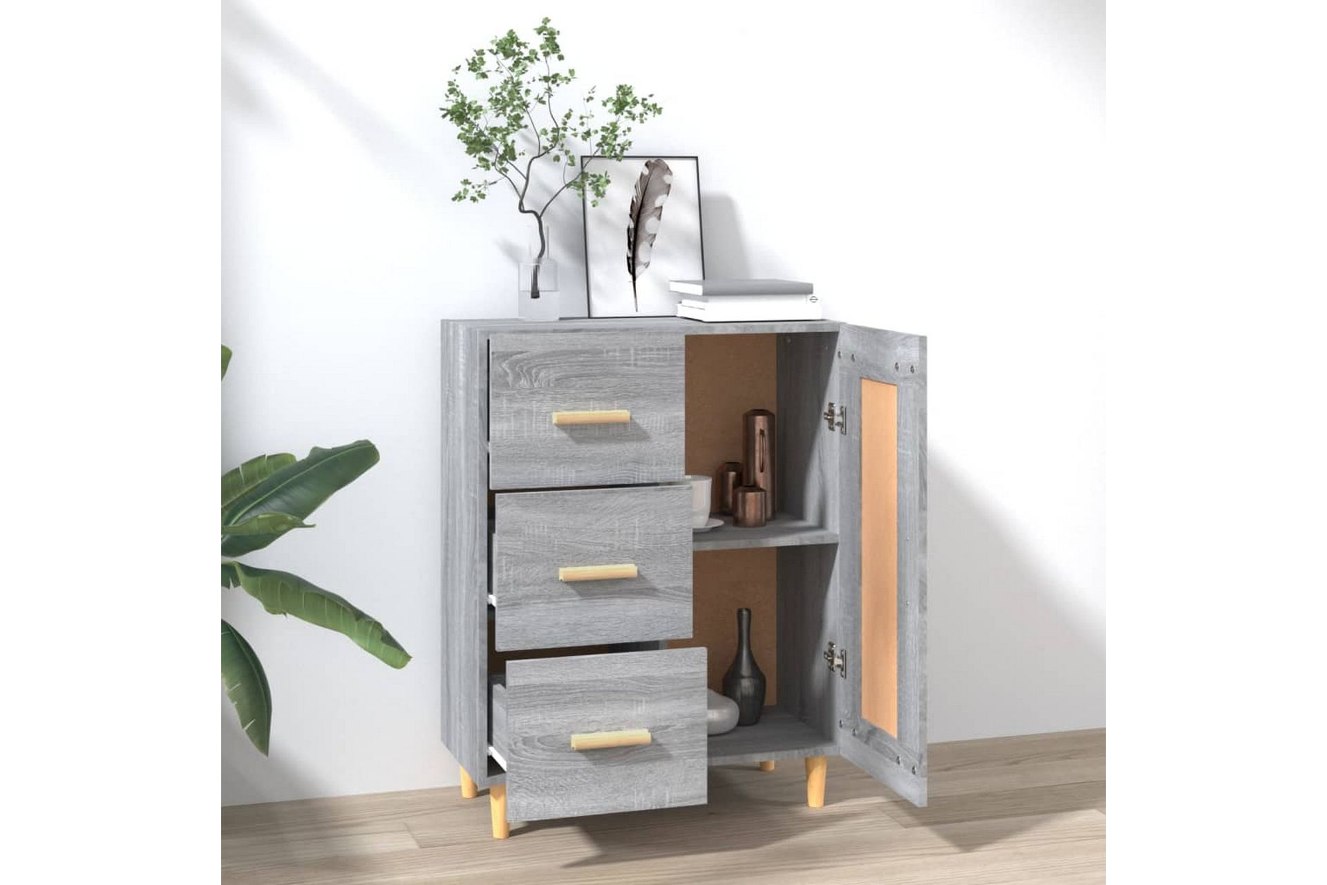 beBasic Skjenk grå sonoma 69,5x34x90 cm konstruert tre - GrÃ¥ - Oppbevaring - Oppbevaringsmøbler - Sideboard & skjenker