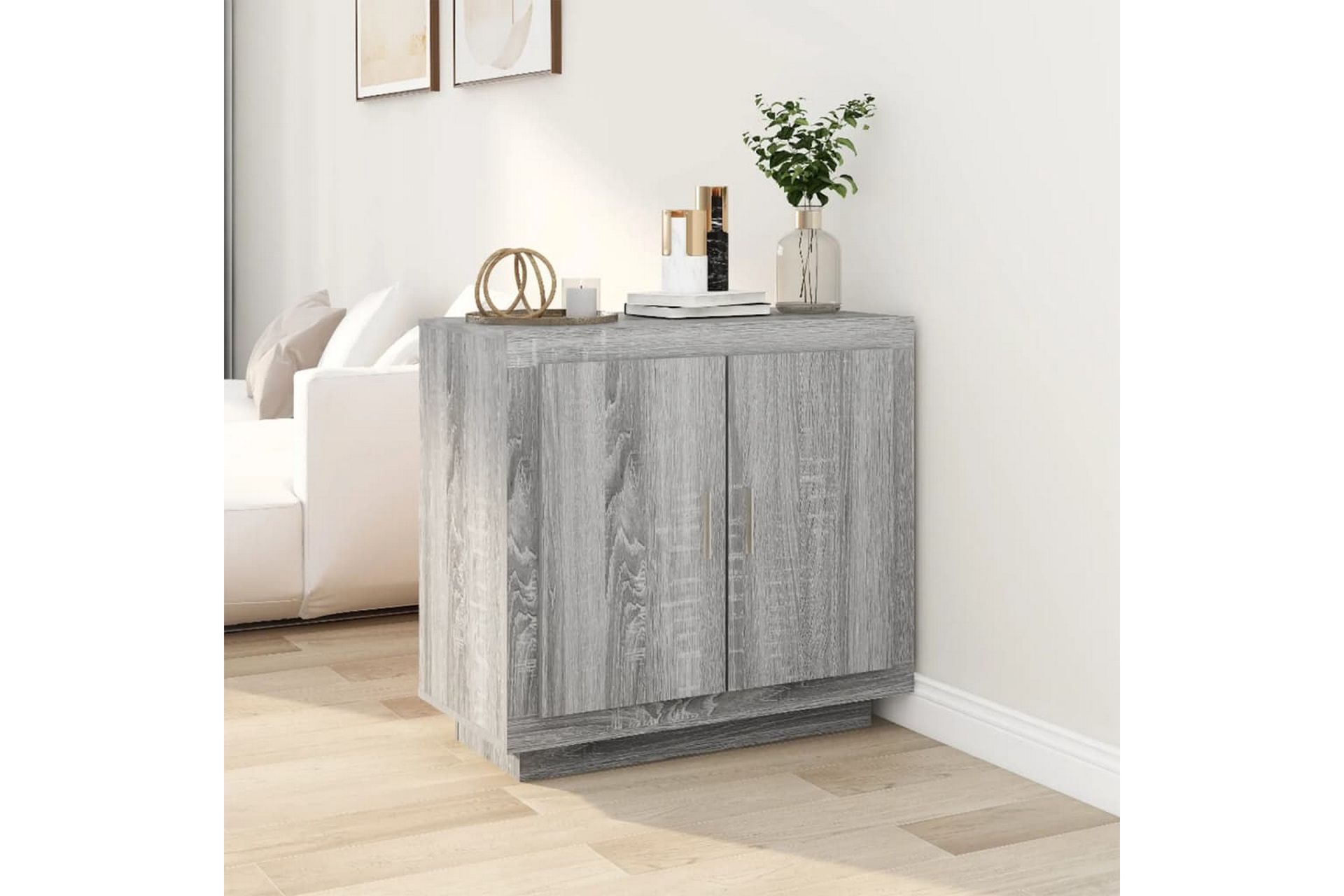 beBasic Skjenk grå sonoma 80x40x75 cm konstruert tre - GrÃ¥ - Oppbevaring - Oppbevaringsmøbler - Sideboard & skjenker