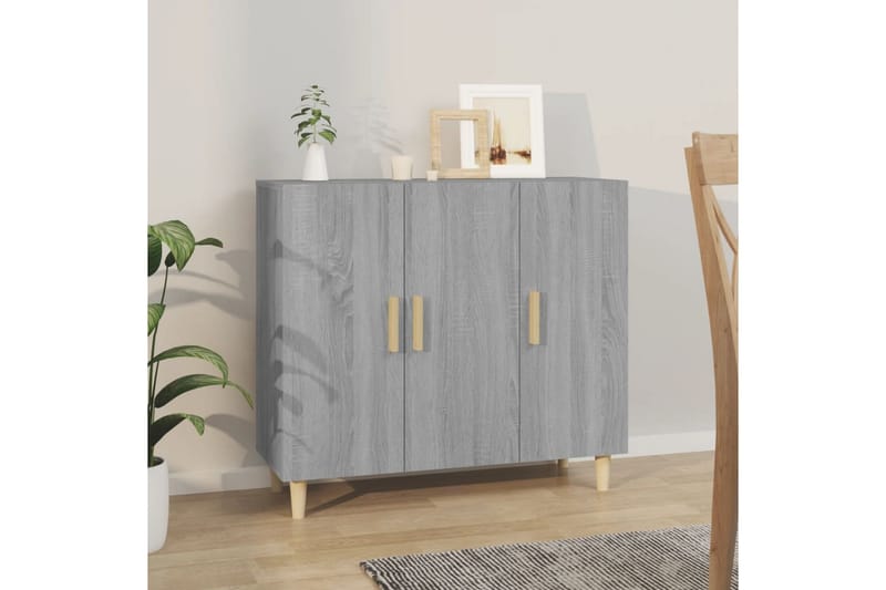 beBasic Skjenk grå sonoma 90x34x80 cm konstruert tre - GrÃ¥ - Sideboard & skjenker