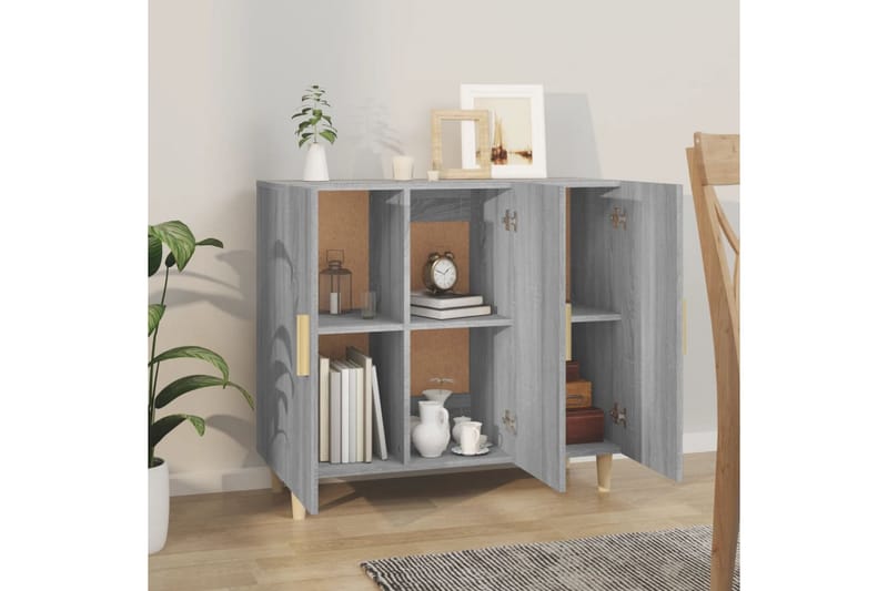 beBasic Skjenk grå sonoma 90x34x80 cm konstruert tre - GrÃ¥ - Oppbevaring - Oppbevaringsmøbler - Sideboard & skjenker