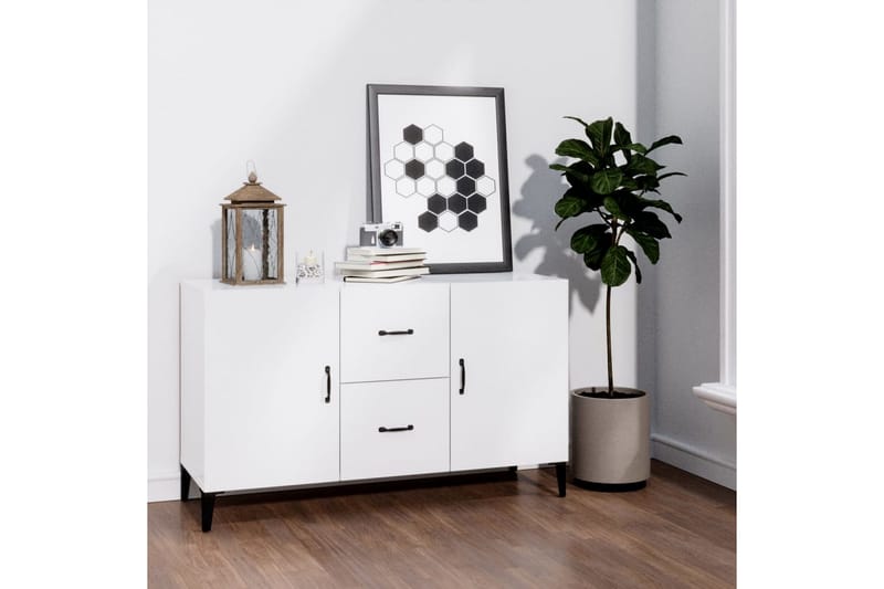 beBasic Skjenk høyglans hvit 100x36x60 cm konstruert tre - Hvit - Sideboard & skjenker