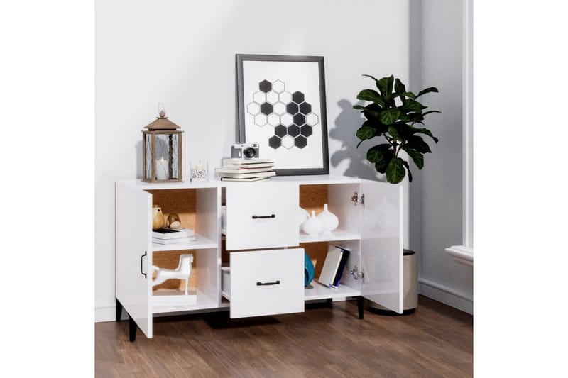 beBasic Skjenk høyglans hvit 100x36x60 cm konstruert tre - Hvit - Sideboard & skjenker