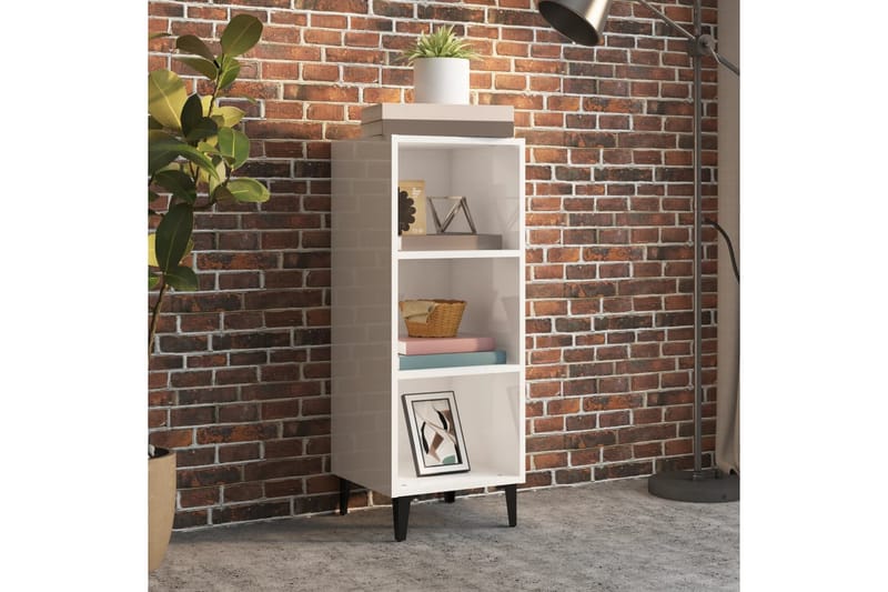 beBasic Skjenk høyglans hvit 34,5x32,5x90 cm konstruert tre - Hvit - Sideboard & skjenker