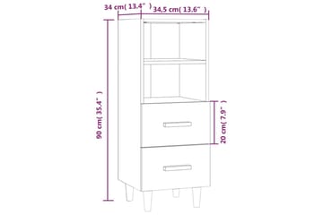beBasic Skjenk høyglans hvit 34,5x34x90 cm konstruert tre - Hvit - Oppbevaring - Oppbevaringsmøbler - Sideboard & skjenker
