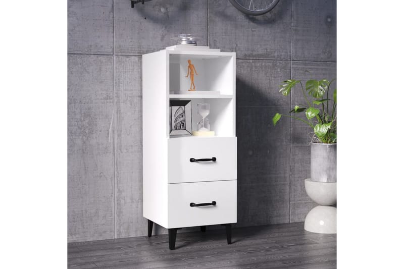 beBasic Skjenk høyglans hvit 34,5x34x90 cm konstruert tre - Hvit - Oppbevaring - Oppbevaringsmøbler - Sideboard & skjenker