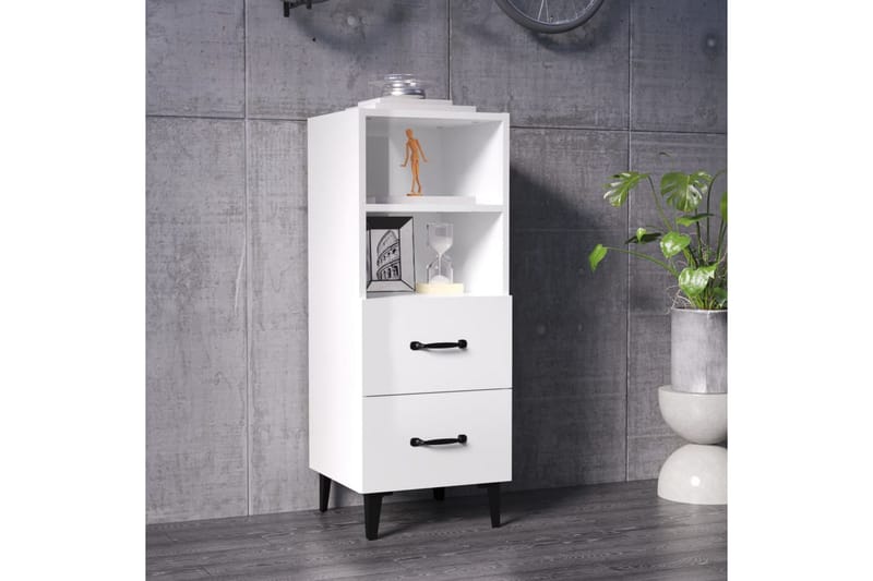 beBasic Skjenk høyglans hvit 34,5x34x90 cm konstruert tre - Hvit - Sideboard & skjenker