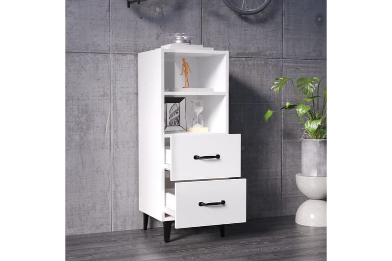 beBasic Skjenk høyglans hvit 34,5x34x90 cm konstruert tre - Hvit - Sideboard & skjenker