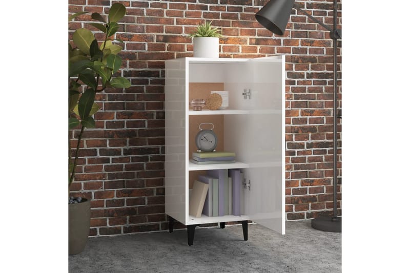 beBasic Skjenk høyglans hvit 34,5x34x90 cm konstruert tre - Hvit - Oppbevaring - Oppbevaringsmøbler - Sideboard & skjenker
