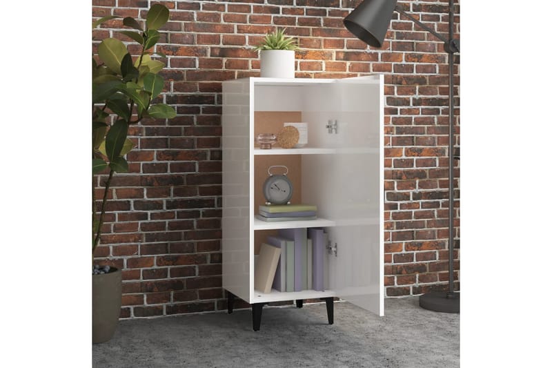 beBasic Skjenk høyglans hvit 34,5x34x90 cm konstruert tre - Hvit - Sideboard & skjenker