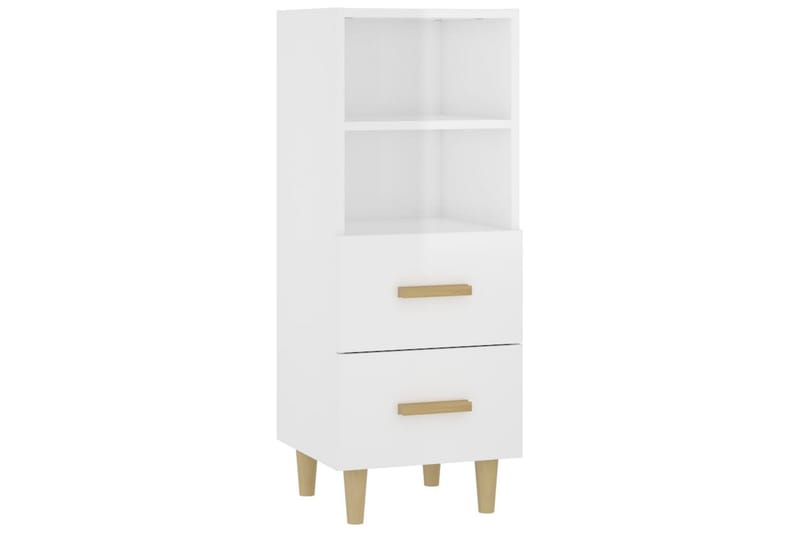 beBasic Skjenk høyglans hvit 34,5x34x90 cm konstruert tre - Hvit - Sideboard & skjenker