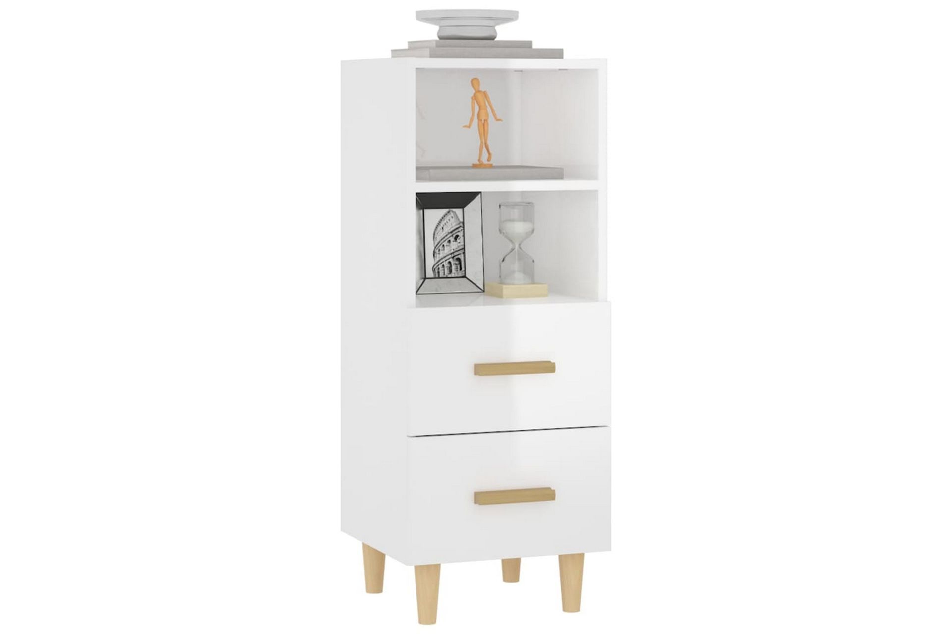 beBasic Skjenk høyglans hvit 34,5x34x90 cm konstruert tre - Hvit - Oppbevaring - Oppbevaringsmøbler - Sideboard & skjenker