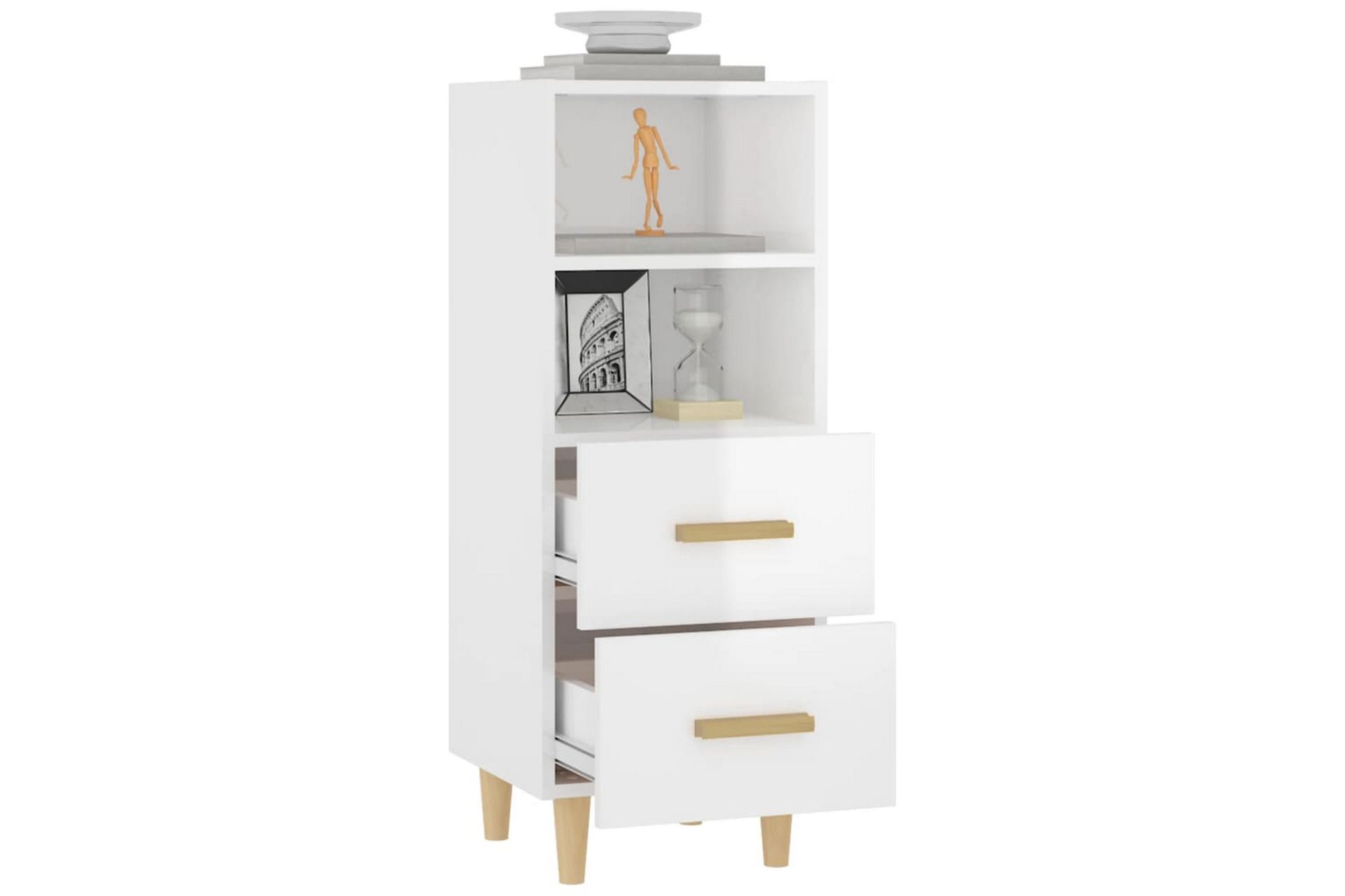 beBasic Skjenk høyglans hvit 34,5x34x90 cm konstruert tre - Hvit - Oppbevaring - Oppbevaringsmøbler - Sideboard & skjenker