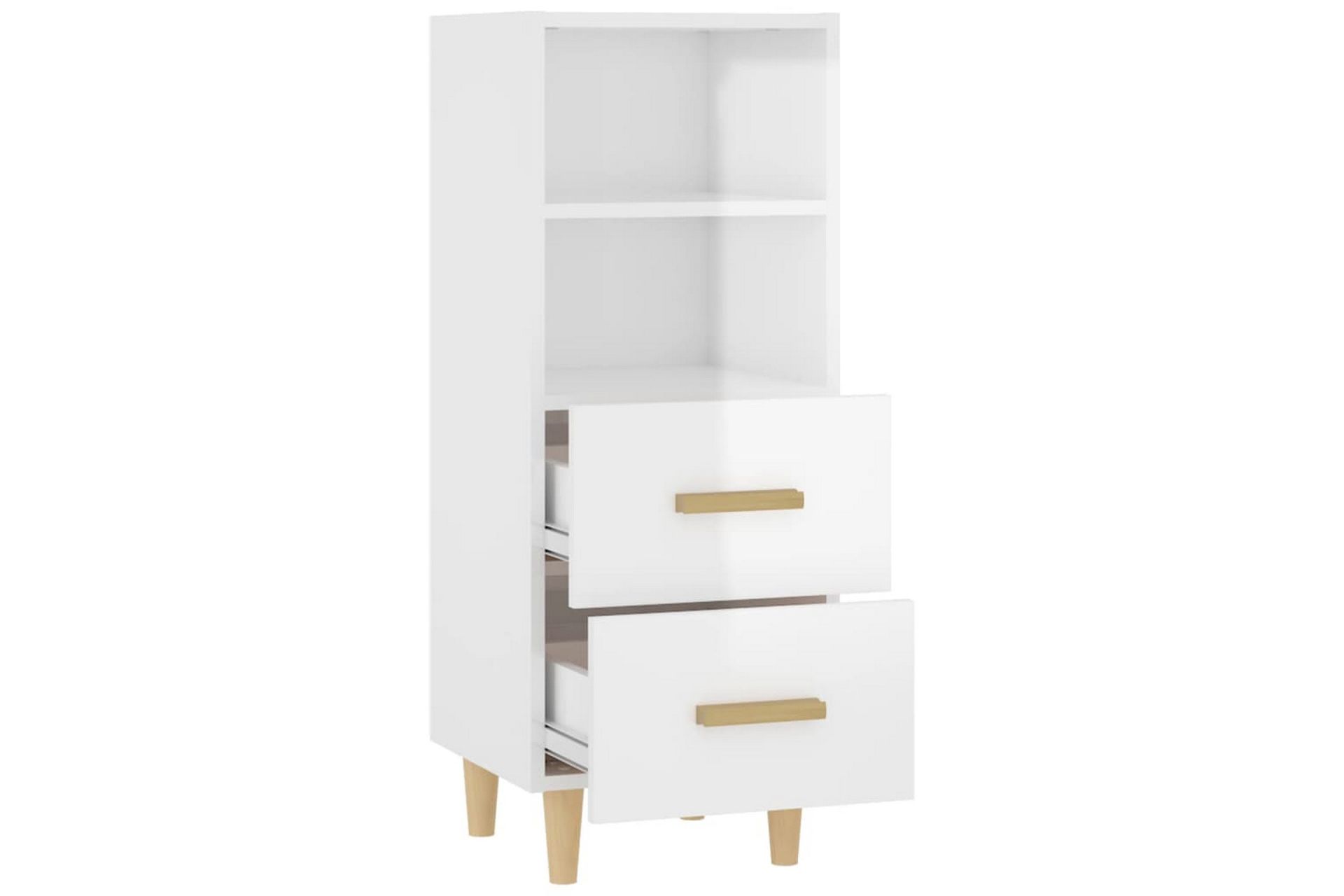 beBasic Skjenk høyglans hvit 34,5x34x90 cm konstruert tre - Hvit - Oppbevaring - Oppbevaringsmøbler - Sideboard & skjenker
