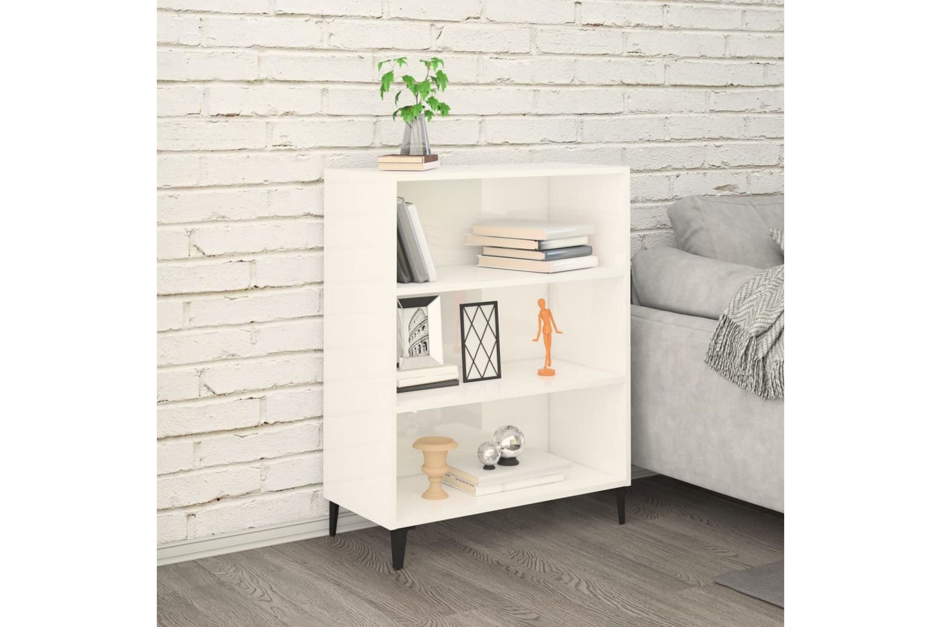 beBasic Skjenk høyglans hvit 69,5x32,5x90 cm konstruert tre - Hvit - Oppbevaring - Oppbevaringsmøbler - Sideboard & skjenker