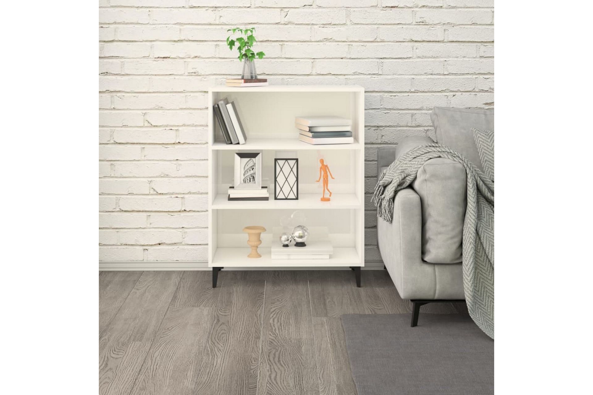 beBasic Skjenk høyglans hvit 69,5x32,5x90 cm konstruert tre - Hvit - Oppbevaring - Oppbevaringsmøbler - Sideboard & skjenker