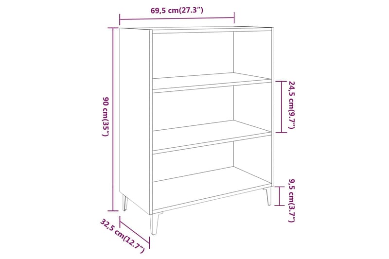beBasic Skjenk høyglans hvit 69,5x32,5x90 cm konstruert tre - Hvit - Sideboard & skjenker