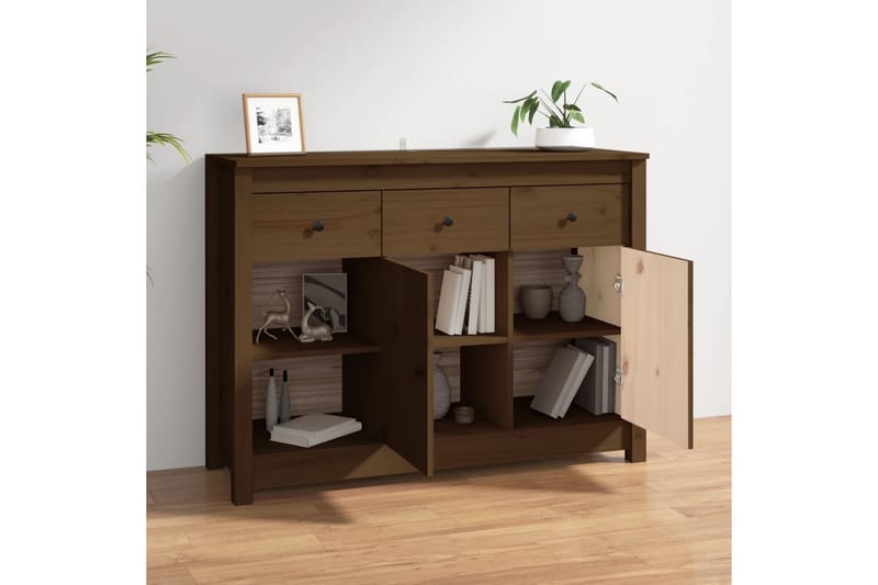 beBasic Skjenk honningbrun 100x35x74 cm heltre furu - Brun - Oppbevaring - Oppbevaringsmøbler - Sideboard & skjenker