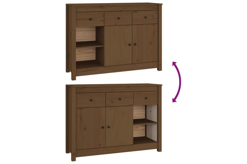 beBasic Skjenk honningbrun 100x35x74 cm heltre furu - Brun - Oppbevaring - Oppbevaringsmøbler - Sideboard & skjenker