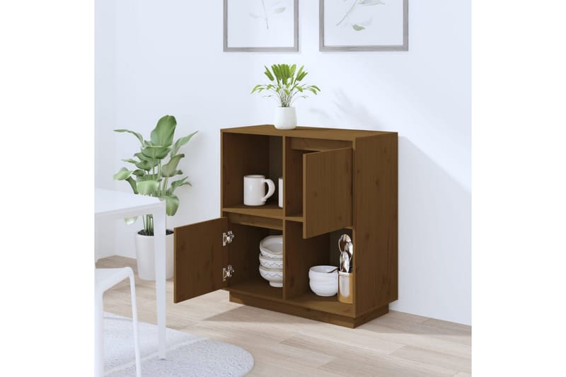 beBasic Skjenk honningbrun 74x35x80 heltre furu - Brun - Oppbevaring - Oppbevaringsmøbler - Sideboard & skjenker