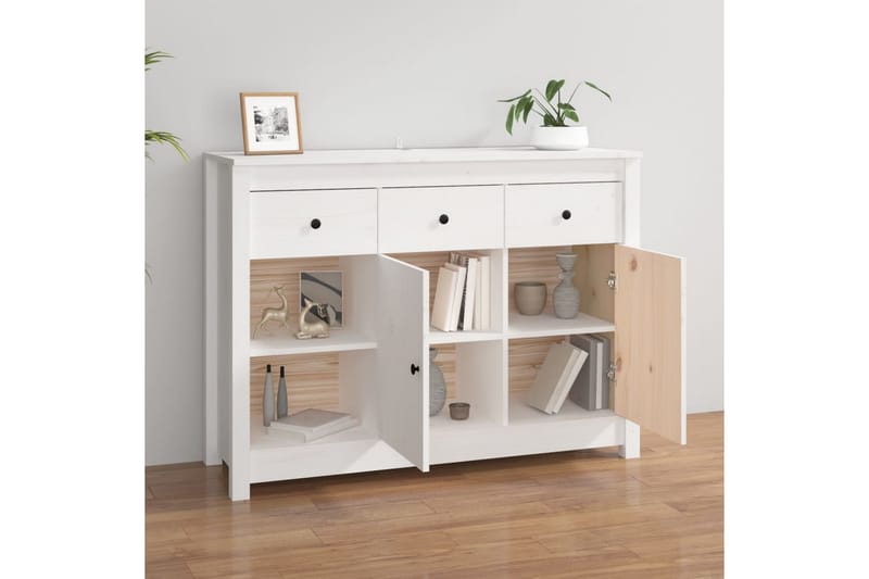 beBasic Skjenk hvit 100x35x74 cm heltre furu - Hvit - Oppbevaring - Oppbevaringsmøbler - Sideboard & skjenker