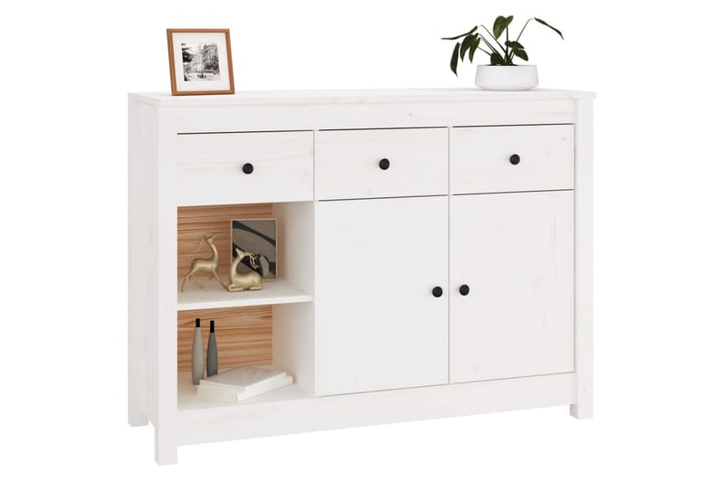 beBasic Skjenk hvit 100x35x74 cm heltre furu - Hvit - Oppbevaring - Oppbevaringsmøbler - Sideboard & skjenker