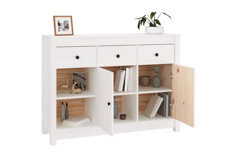 beBasic Skjenk hvit 100x35x74 cm heltre furu - Hvit - Oppbevaring - Oppbevaringsmøbler - Sideboard & skjenker