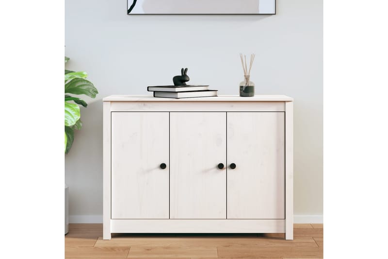 beBasic Skjenk hvit 100x35x74 cm heltre furu - Hvit - Oppbevaring - Oppbevaringsmøbler - Sideboard & skjenker