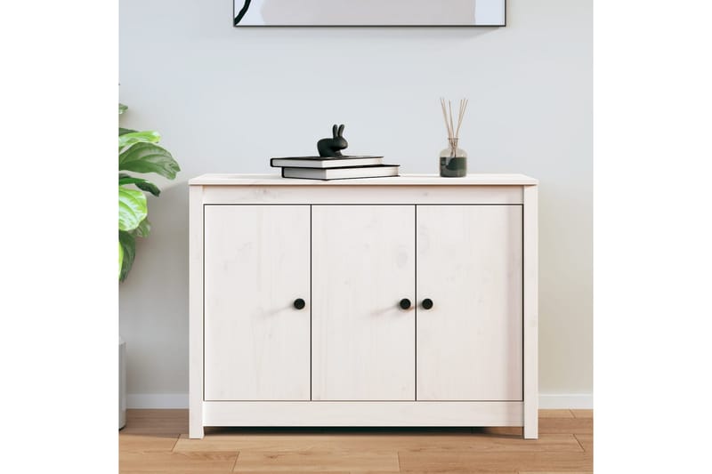 beBasic Skjenk hvit 100x35x74 cm heltre furu - Hvit - Sideboard & skjenker