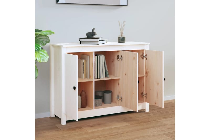 beBasic Skjenk hvit 100x35x74 cm heltre furu - Hvit - Oppbevaring - Oppbevaringsmøbler - Sideboard & skjenker